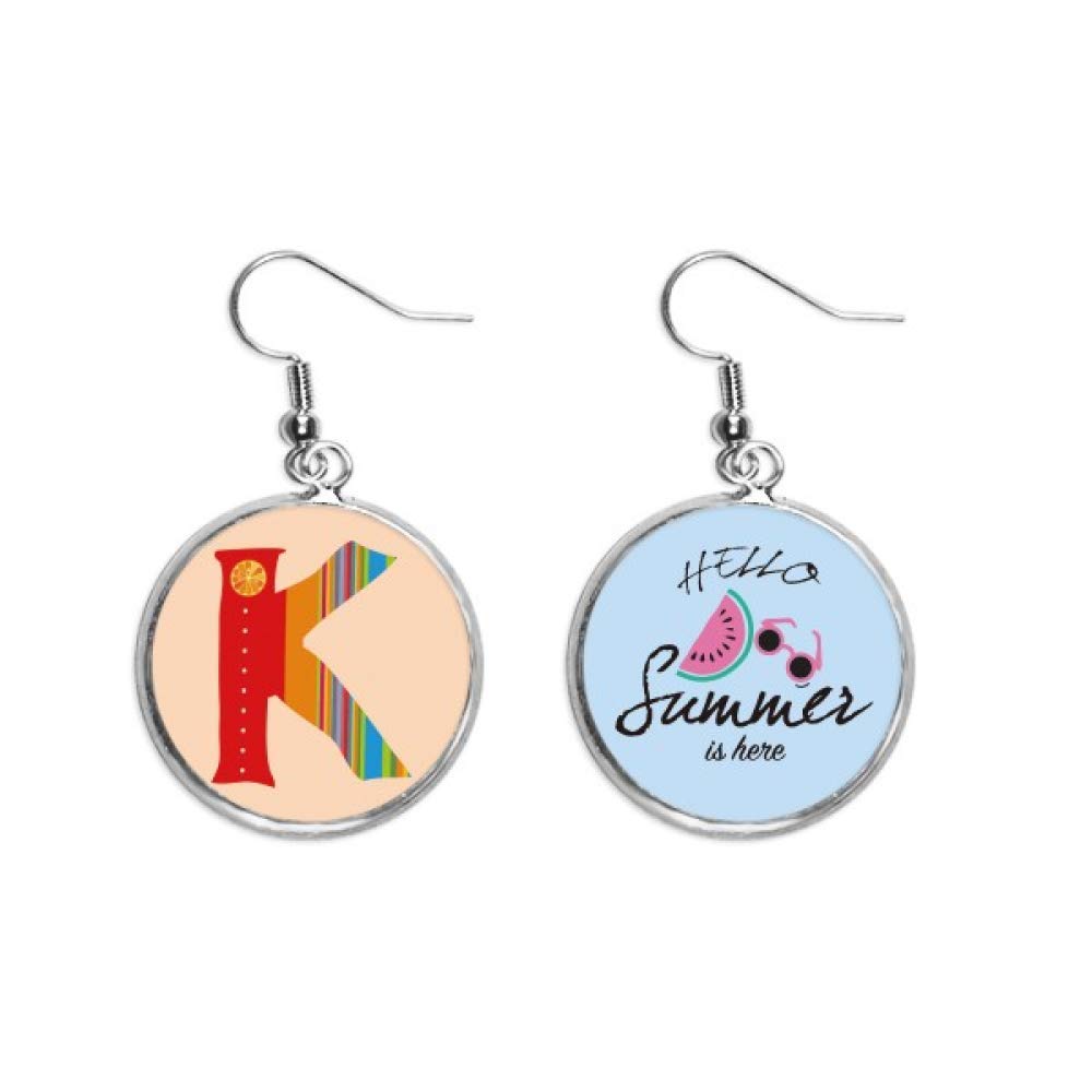 Pendientes de sandía K lindo con alfabeto naranja para lóbulo y moda verano 5