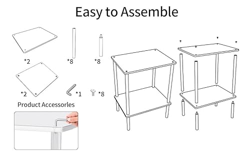 Solaround Small Acrylic Side Table For Living Room, Nightstand/Bedside Table For Bedroom Home Decor Display End Table (2-Pack Small)… #TOP6
