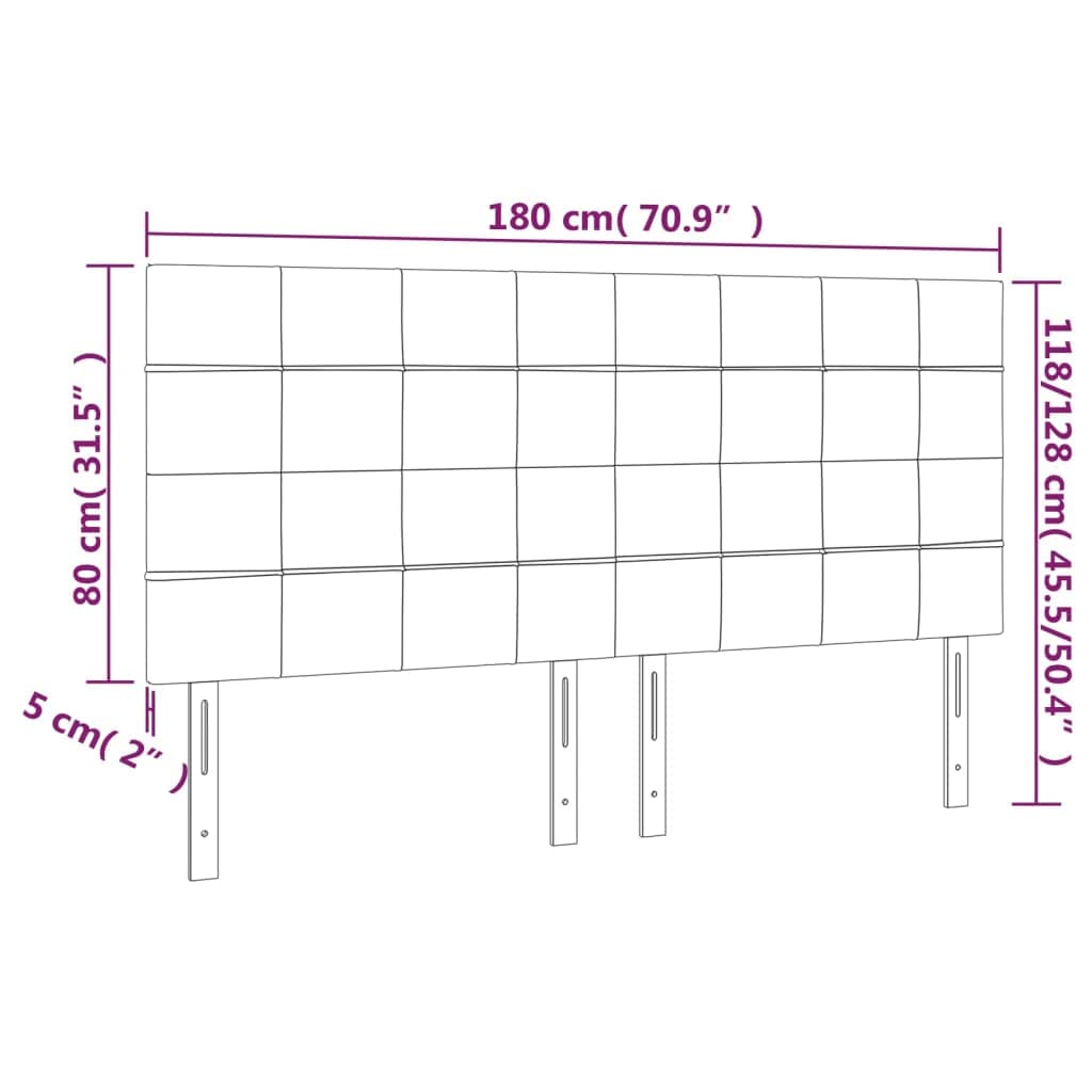 vidaXL Testiera Rosa 180x5x118/128 cm Velluto