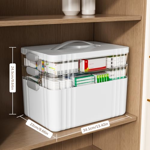 image for ARSTPEOE 3-Tier Medicine Organizer - Portable Medicine Cabinet with Le