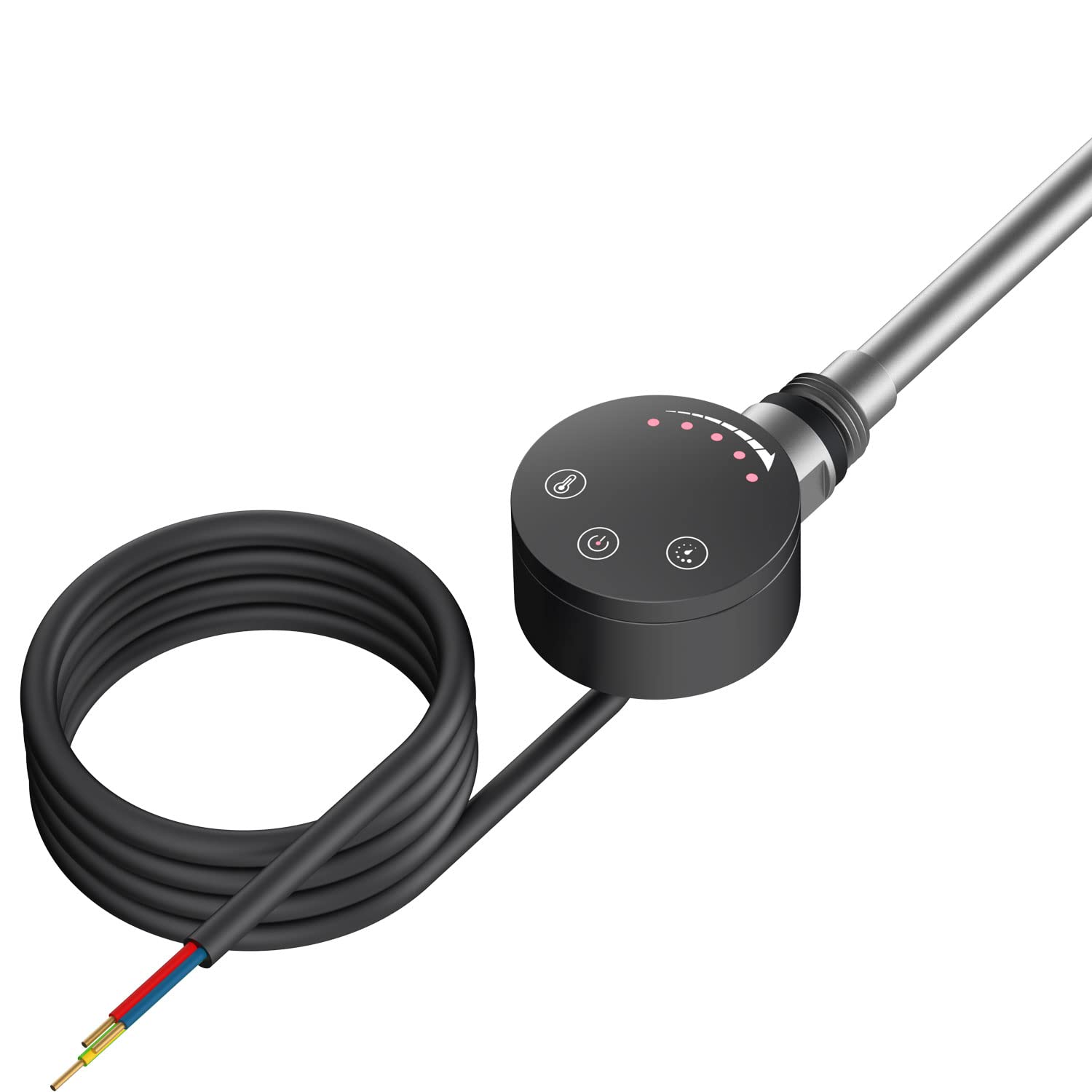 Companyblue Chrome Black Thermostatic Element For Electric Heating Bathroom Heated Towel Rails And Radiator Warmers (600 Watt)
