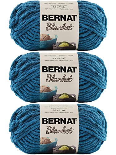Image of Bulk Buy: Bernat Blanket Yarn (3-Pack) Super Bulky #6 5.3 Ounce 108 Yards Per Skein (Dark Teal)
