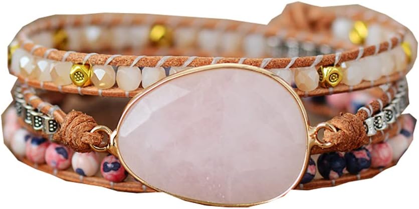 ZOSOJONA Boho Wrap Bracelets Natural Jasper Crystal...