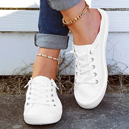 Women Shoes Casual Shoes Fashionable Sports Shoes Comfortable Soft One Foot Casual Shoes Cute Casual Shoes (White, 6.5)4