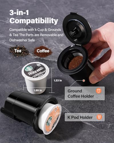 Image of Coffee Maker Hot & Iced With Bold Setting,Single Serve Coffee Maker For K Cup And Grounds,52 Oz Removable Water Tank,6-14 Oz Brew Sizes,One Cup Kcup Coffee Machine With Reusable Filter, White