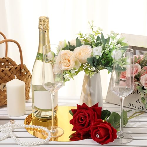 Image of Thyle 20 Pcs 10 Inch Acrylic Round Mirrors for Tables Centerpieces Circle Mirrors Candle Plates for Wall Wedding Table Centerpieces for Baby Shower Party, Thickness 1 mm (Gold)