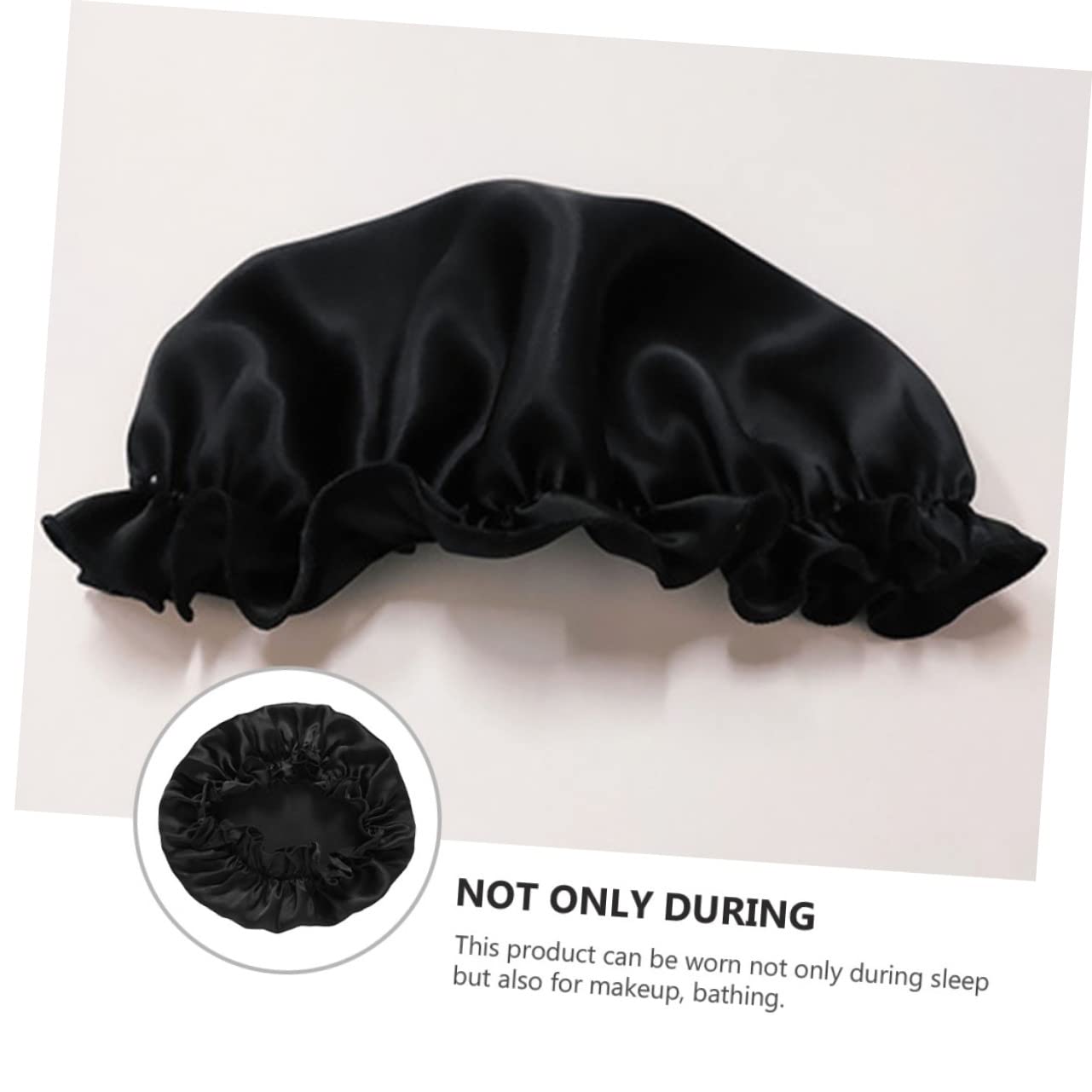 GALPADA 1pc Silk for Women Bonnet for Sleeping Warm Beanie Elastic Hat Hair Care Sleeping Cap Black