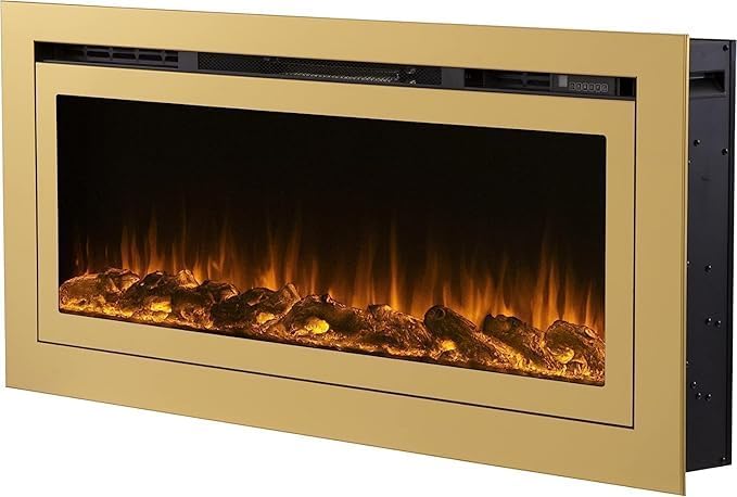 Miniatura 3 de Touchstone Sideline Deluxe - Chimenea eléctrica inteligente dorada, 60 pulgadas de ancho, habilitada para AlexaWiFi, empotrada en pared, 5 ajustes