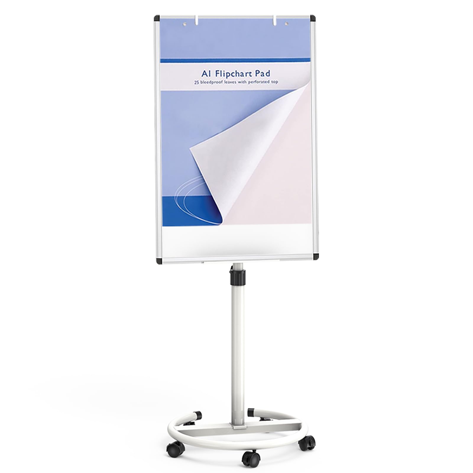 VIZ-PRO ECO Magnetic Mobile Whiteboard, 90 X 60 cm, Easel Flipchart Stand Rolling Dry Erase Board with Paper Pads