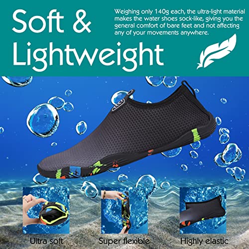 Foto von Baofular Badeschuhe Damen Herren Wasserschuhe Schwimmschuhe Sommer Strandschuhe Schnell Trocknend Aquaschuhe Surfschuhe für Meer Schwarz 39 EU