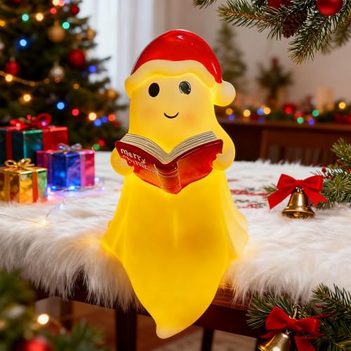 DAZZTIME Niedliche Geister-Leselampe,Ghost Reading Book Lamp,3D-LED-Geister Statue Nachtlicht,Lesebuch Lampe,Halloween Lampe,für Karneval,Fasching,Mottoparty,Halloween Deko