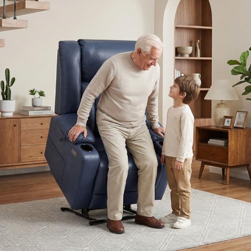 Image of EONIX Dual Motor Power Lift Recliner Chair for Elderly, 400lb, Navy Blue