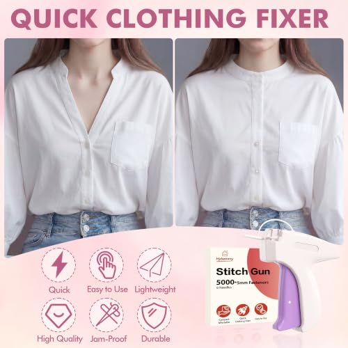 Image of Stitch Gun for Clothes, Tagging Gun, Quick Clothing Fixer, White | 5000 Fasteners, 0.04 inch Fine Needle, 6 Needles, Portable, Handheld, Compact, Lightweight, Easy to Use, Versatility, Durable