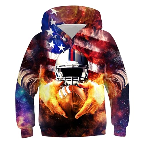 Image of Belovecol Boys Hoodies 3D Printed Hooded Sweatshirts with Pocket for 6-16Y | Pullover Hooded Style Pattern All-over Printed Long Sleeve Non-Fleece Soft Lightweight Tops for Kids