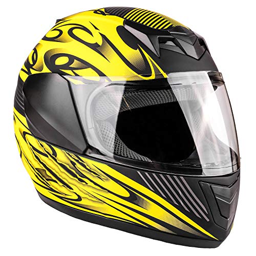 Typhoon Youth Full Face Motorcycle Helmet Kids DOT Street - Matte Yellow (Medium)