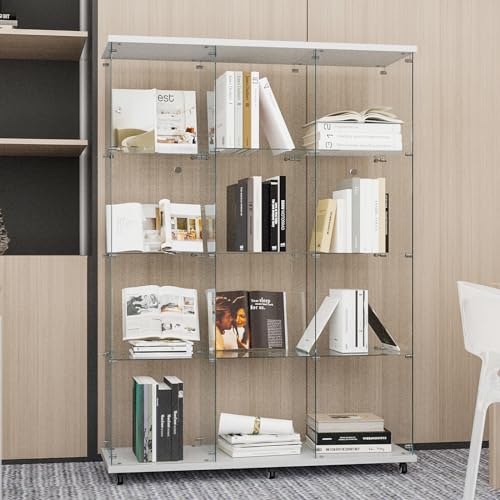 Image of Beauty4U White Glass Display Cabinet, 12-Shelf Curio Cabinet