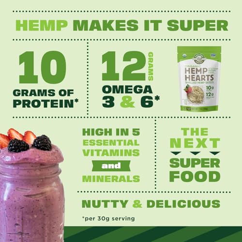 Image of Manitoba Harvest Organic Hemp Seeds, 18oz, 10g Plant Based Protein and 12g Omega 3 & 6 per Srv, smoothies, yogurt & salad, Non-GMO, Vegan, Keto, Paleo, Gluten Free, Pack of 6