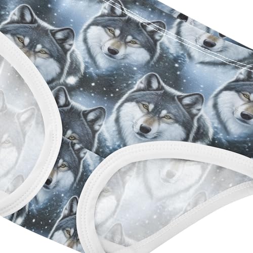Cool Gray Wolves Animal Cute Panties Girl Girls Underwear Toddler Cotton Flower Undies Kids Briefs 2t4