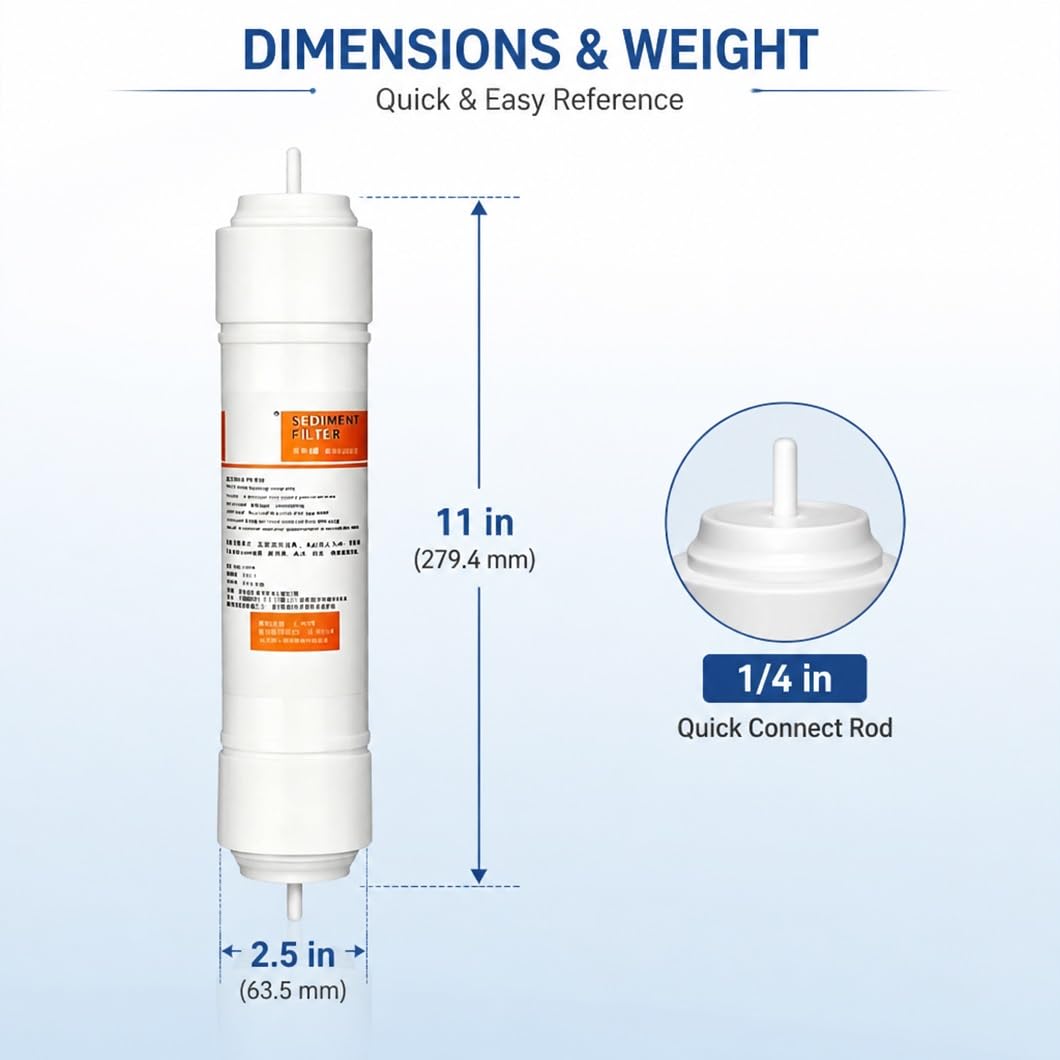 4 Unidades Filtro Sedimentos Polipropileno 11x2.5",diseño Varilla Recta Ajuste Rápido 1/4",para Sistemas Ósmosis Inversa Toda Casa,sistemas Purificación Y Máquinas Hielo(1/4 Inch Fitting)