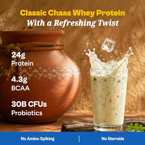Image of Tata 1mg Ultra Clean Whey Protein Concentrate - Spiced Buttermilk (Masala Chaas), 1kg | 24g protein, 4.3g BCAA & 30B CFU Probiotics-28 Sachets