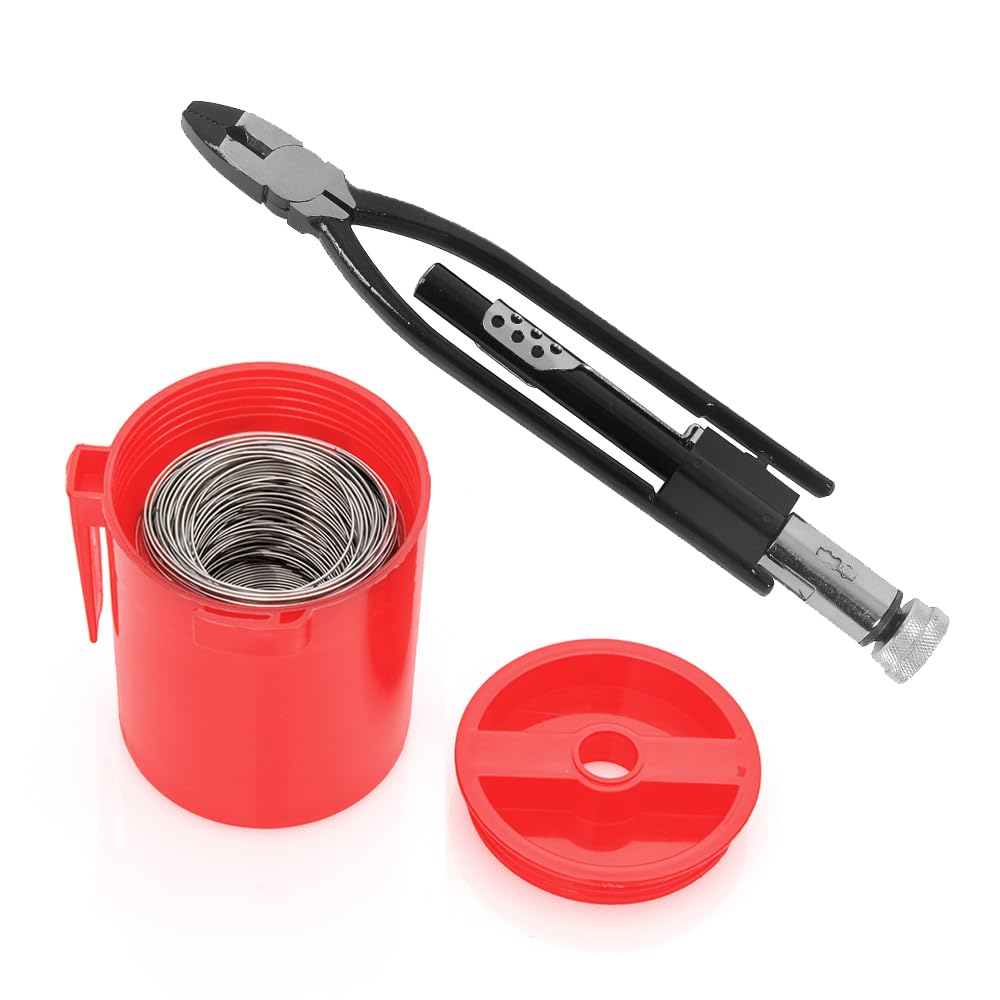 MOTO4U 9 Inch Reversible Wire Twister Pliers,Safety Wire pliers,Left and Right Twists,w/Side Cutter&Serrated Jaws with 196Ft Stainless Steel Safety