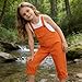 Girls Overalls Kids Casual Sleeveless Jumpsuits Fashion Lightweight Overall Workwear Summer (2-Orange, 13-14 Years)