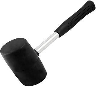 New Lon0167 Rubber Coted Featured Antiskid Handle Black reliable efficacy Silver Tone Mallet Hammer 6cm Dia(id:de9 6e 18 bd4)