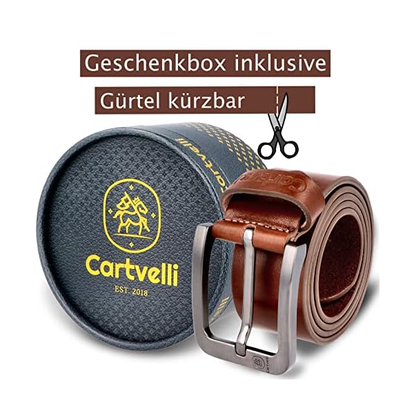Cartvelli Premium Ledergürtel Herren mit Geschenkbox - Echt-Leder Herrengürtel 40mm kürzbar für Jeans Chinos Anzug und… – Bild 3
