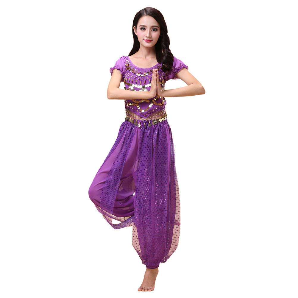 Costume de danse orientale pour femme avec haut de danse + pantalon lanterne professionnel pour carnaval