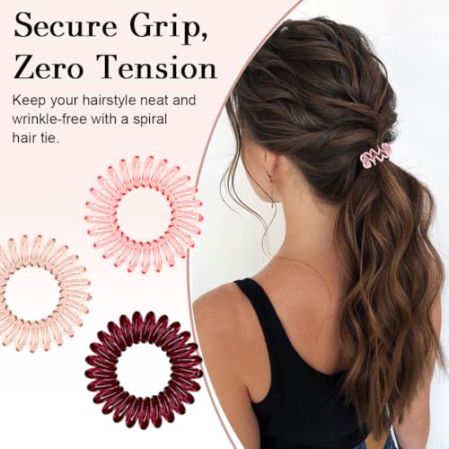 Image of ZIBUYU 9 Pcs Coil Spiral Rubber Band for Hair, Ponytail Scrunchies