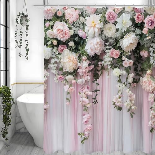 Rideau de douche en polyester de qualité supérieure à motif floral chic - 4