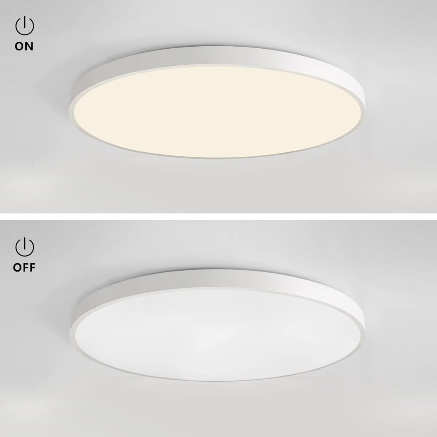 Plafoniera LED Soffitto 36/45W,3colore 3600/4950LM IP40 Impermeabile Rotonda Ø48/60CM Lampadario LED Moderna Luce Soffitto per Cameretta, Cucina, Soggiorno, Balcone -LV (BIANCO, 48CM 36W)