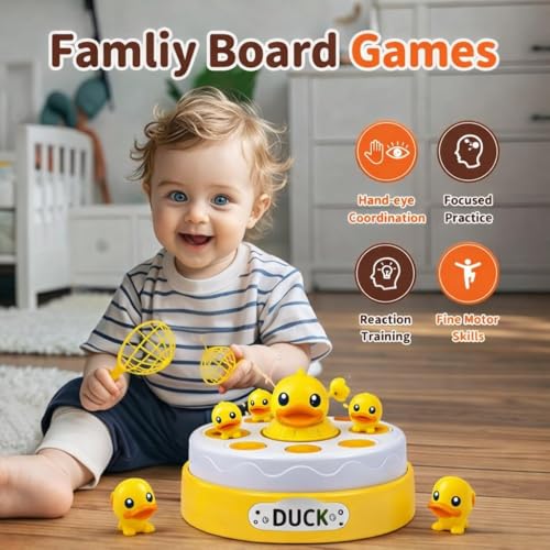 Image of Bouncing Duck Catch Game with Music - Dancing Jumping Duck Toy with Rotating Board, Interactive Catch & Toss Game for Kids & Family | Fun Learning Toy for Toddlers Boys & Girls Age 3+