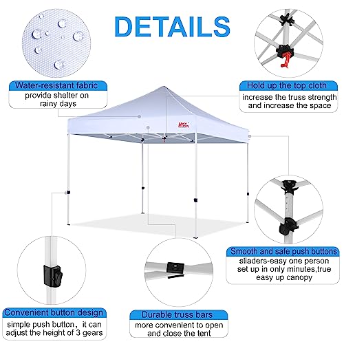 Image of MASTERCANOPY 8x8 Heavy Duty Pop Up Canopy Tent with Roller Bag(White)