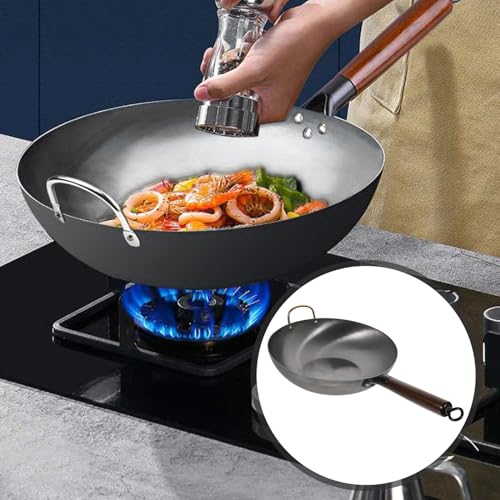 Wok de Hierro con Fondo Plano 32cm para Cocina miniatura 6