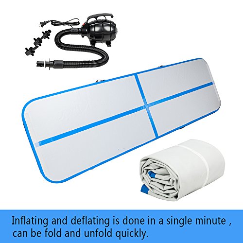 10'x3.3' Gymnastics Exercise Mat Inflatable Tumbling Mats, Air Tumbling Track with Electric Pump for Home use, Gymnastics Training, Beach, Yoga, Water (Blue) - Thumbnail 4
