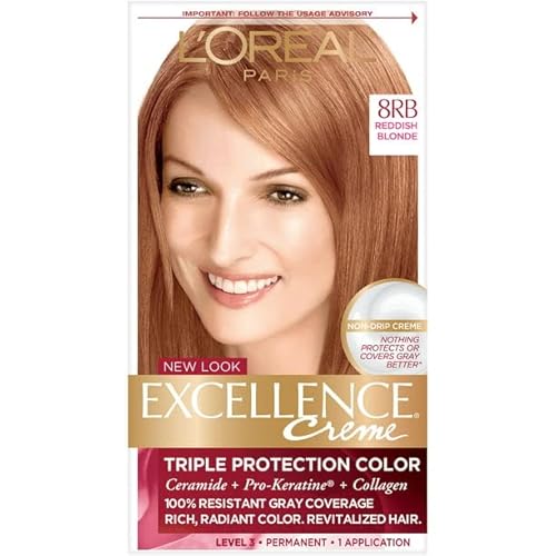 L'Oreal Paris Excellence Creme Permanent Triple Care Hair Color 8RB Medium Reddish Blonde
