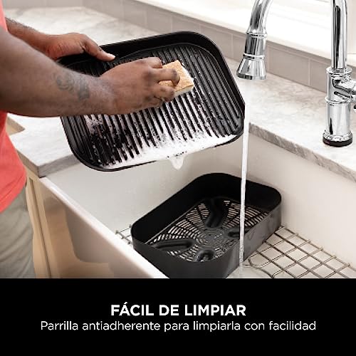 Ninja Woodfire Parrilla eléctrica de exterior y freídora de aire, 7 en 1, Air Fry, Smoke, Roast, Bake y otras funciones, resistente a la intemperie, antiadherente, portátil, gris/negro, OG701EU - imagen 10