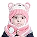 teyiwei Bonnet De Tricot De BéBé, Mignon, De Dessin Animé ,De Naissance BéBé Fille et Garcon, Doux avec Écharpe,Coupe pour Infantile, Rose, Taille M