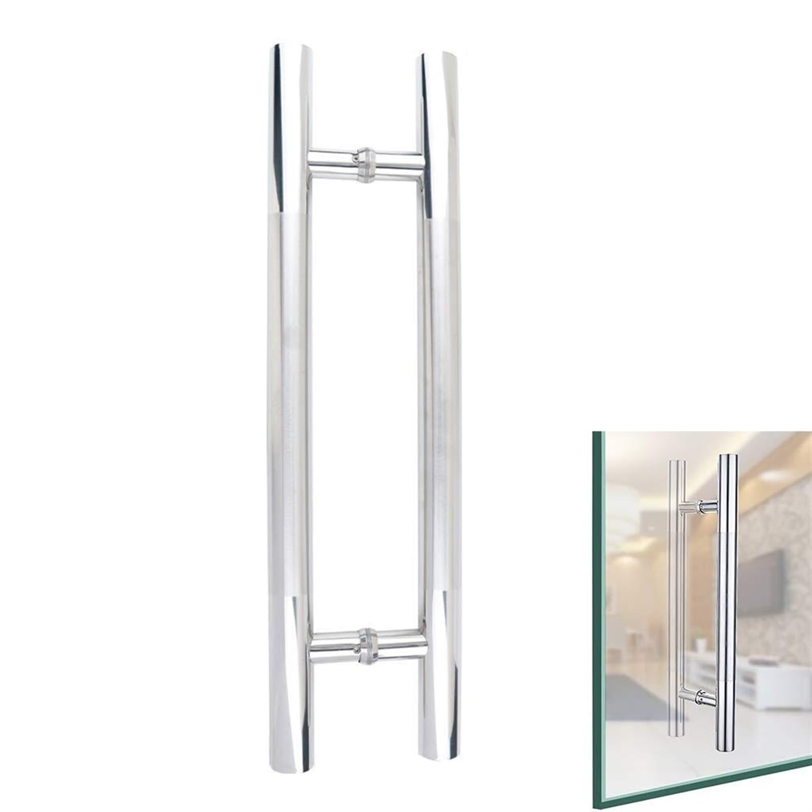 LQZAXSRDR Sliding Barn Door Handle, Stainless Steel Round Tube Glass Door Handle Push Pull Indoor Outdoor Multiple Sizes(500x300mm)