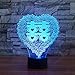 Produktbild 3D Optische Täuschung Lampe 7 & 16M Farben Mobile App Fixture Herz Doppel H iness Chinesische Hochzeit Familiengeschäft Romantische Atmosphäre Kinder Freunde Weihnachtsgeschenke