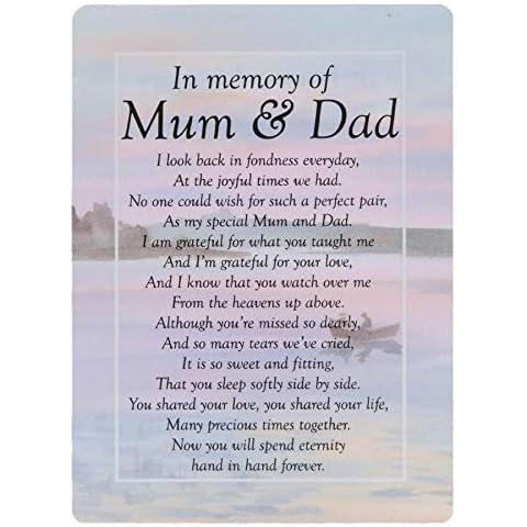 Widdle Celebrations In memory of Mum and Dad Waterproof Graveside Memorial Card - TY211 Cover