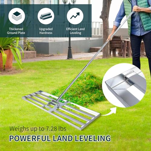 Lawn Leveling Rake 30x10 inch, (Professional-Grade) Lawn Leveler Tool, Handle Rakes for Lawns Heavy Duty Landscape Rake for Backyard, Garden, Golf Course, Farm, Pasture by Veltec - Used condition - Image 2