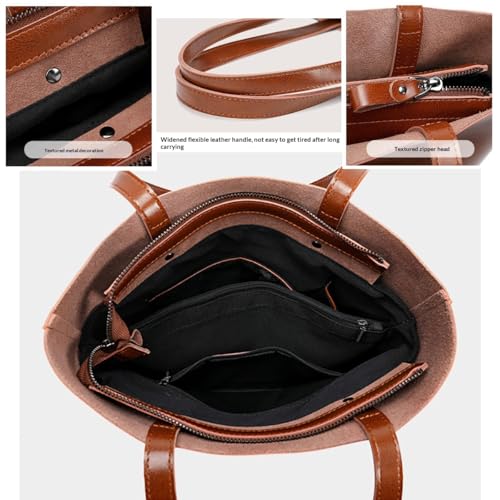 Large Capacity Oil-Waxed Cowhide Tote Bag