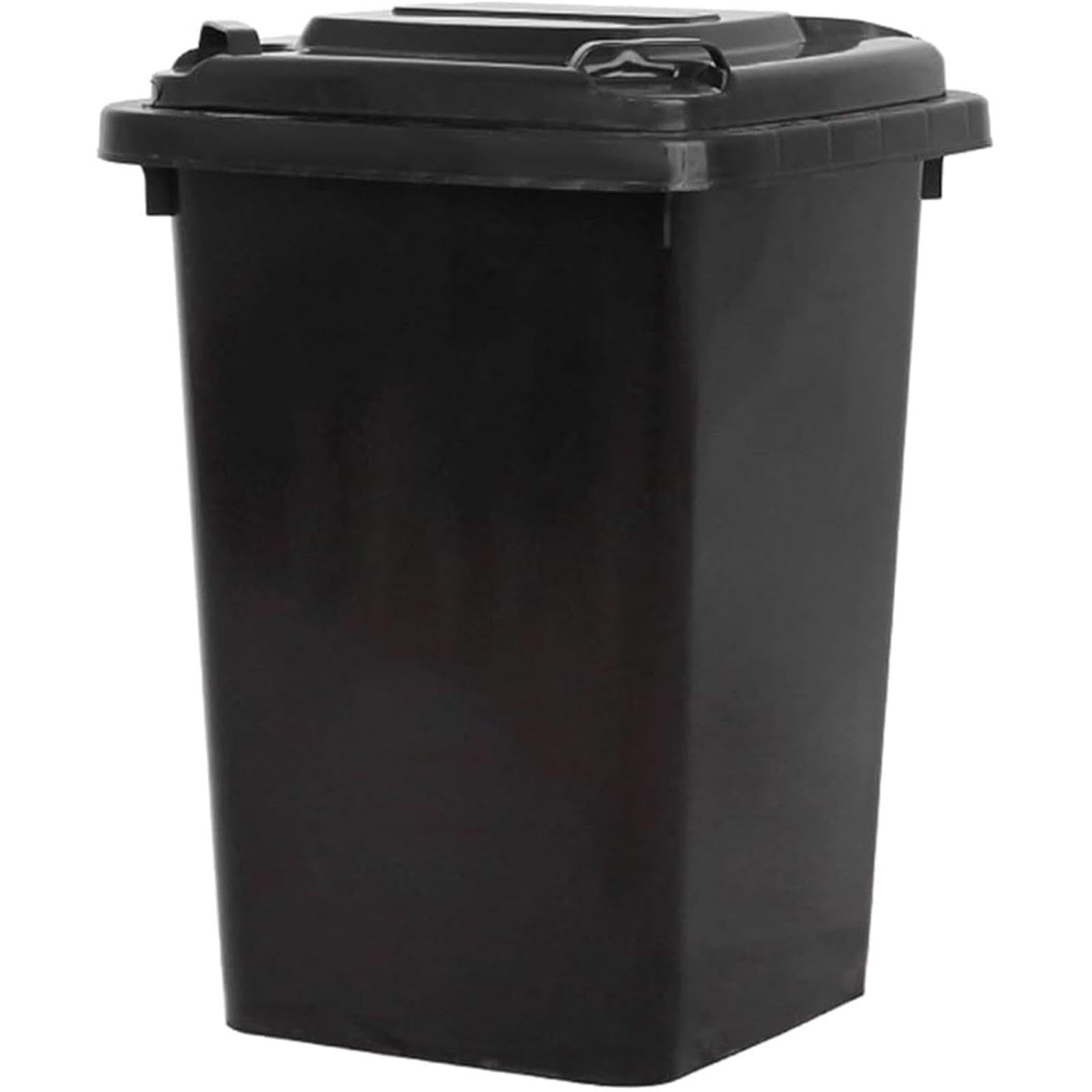 VITIWEDTY Large Cylindrical Commercial Garbage Bin, Heavy Duty Plastic Waste Container for Garden, Patio, Roadside and Public Areas (Black 50L)