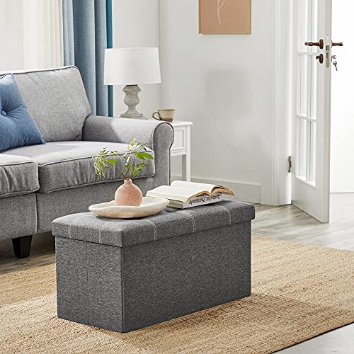 Songmics Ottoman Storage Bench, 21 Gal. Folding Chest With Breathable Linen-Look Fabric, Holds 660 Lb, For Entryway, Living Room, Bedroom, Dark Gray Ulsf001G01 #TOP3