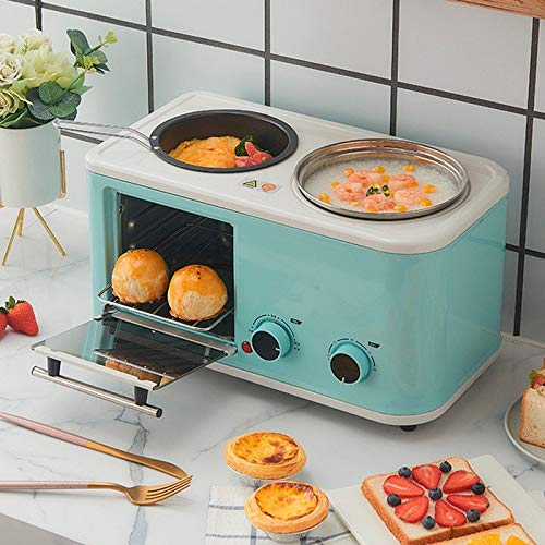 Forno Elettrico 3 in 1 per la Colazione, Mini tostapane per Pane, frittata, Padella, pentola Calda, vaporiera.,