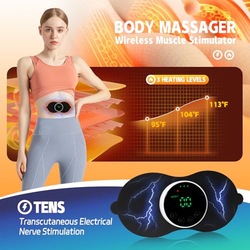 Image of Heating TENS Unit for Pain Relief, Wireless Muscle Stimulator with Remote Controller, Portable Rechargeable Massager for Shoulder Waist Back Arm Leg (2 Pads)