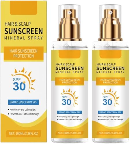 Scalp & Hair Sunscreen Mist, 2 Peices Hair & Scalp Sunscreen, UV Hairs Protector Sprays, Mineral Sunscreens Sprays, Sun Cream To Prevent Hairs Color Fade/Dryness, For Hiking/Beach