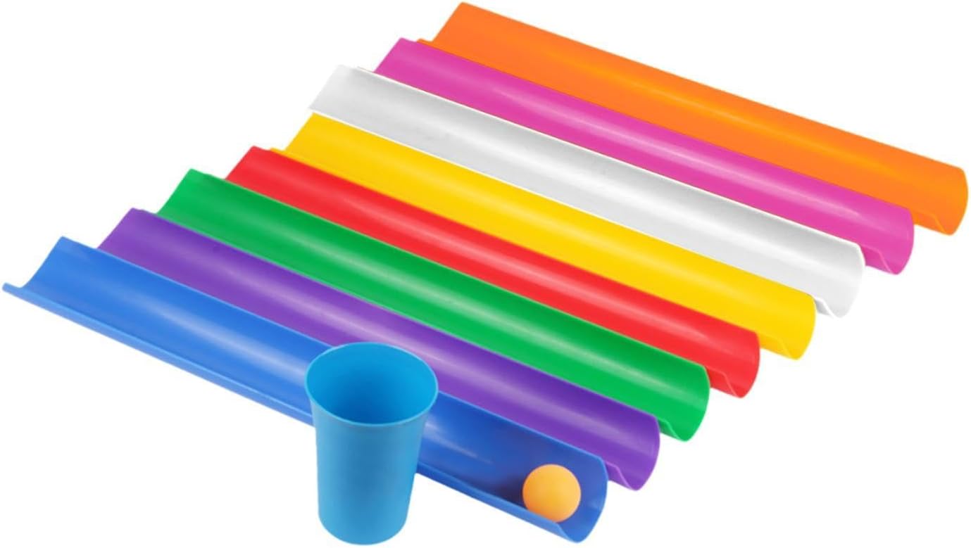 Pipe Challenge Team Building Game Set with 8 Half Pipes 1 Cup 1 Ball for Outdoor Group Activities Coordination Training